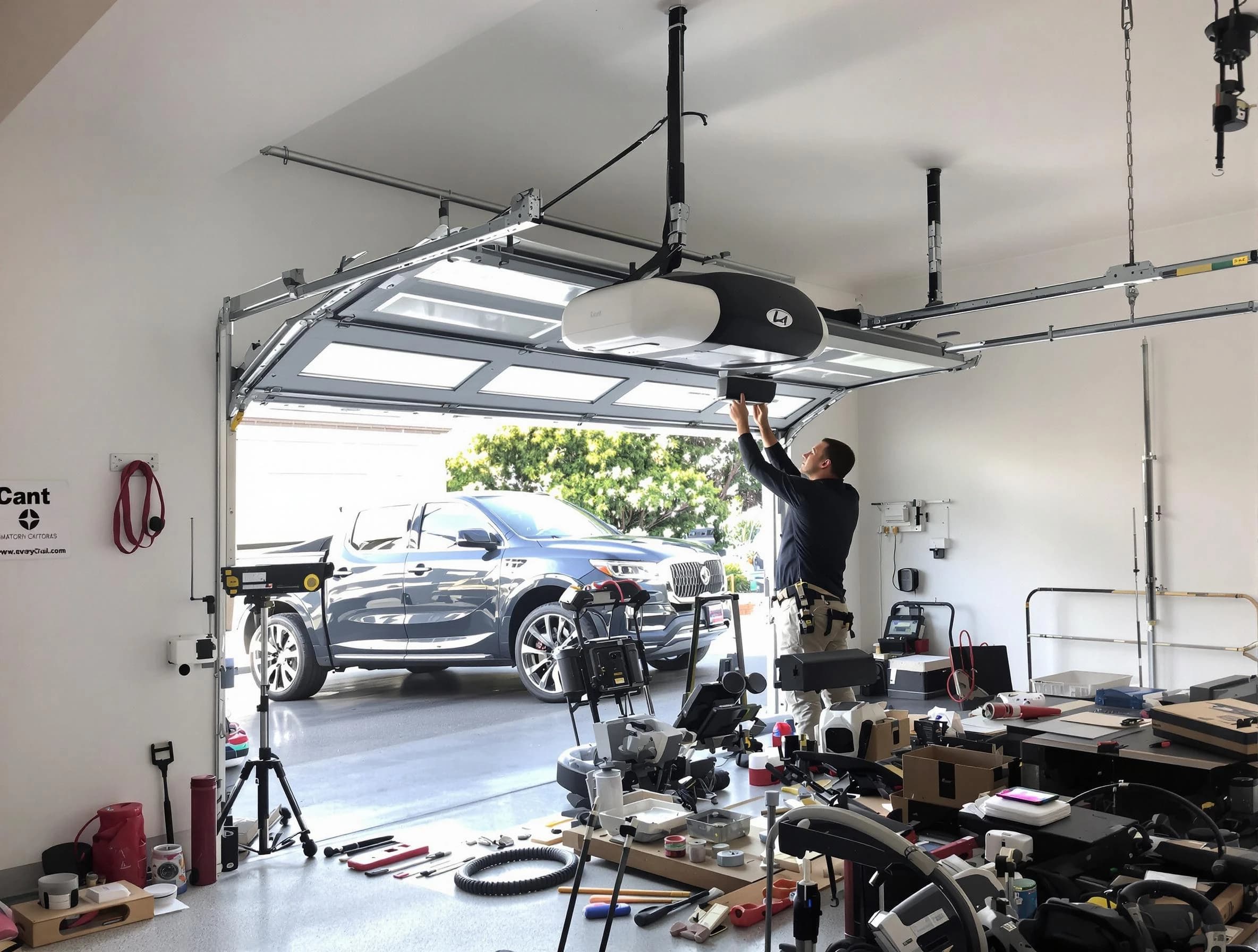 Fountain Hills Garage Door Repair specialist installing smart garage door opener system in Fountain Hills home