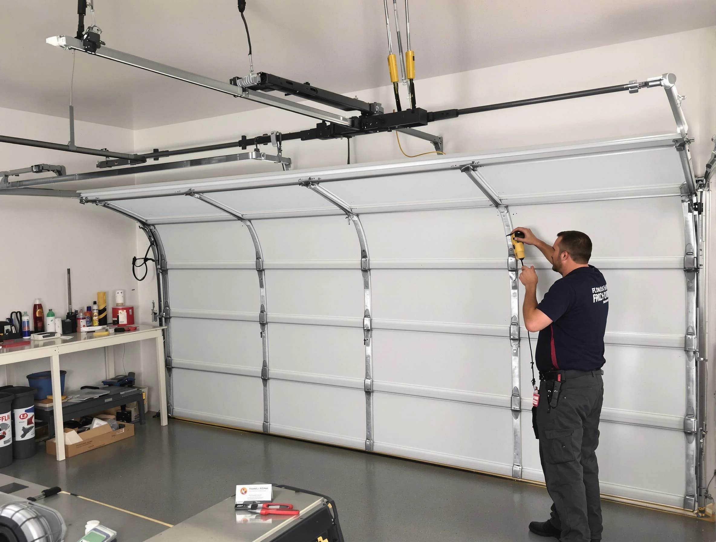 Fountain Hills Garage Door Repair certified technician performing overhead door system repair in Fountain Hills